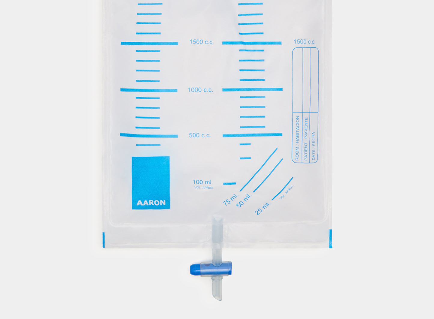 Bolsa de orina AARON® 2 litros con VAR, ASA y válvula de salida en GRIFO 30 unidades. - AARON