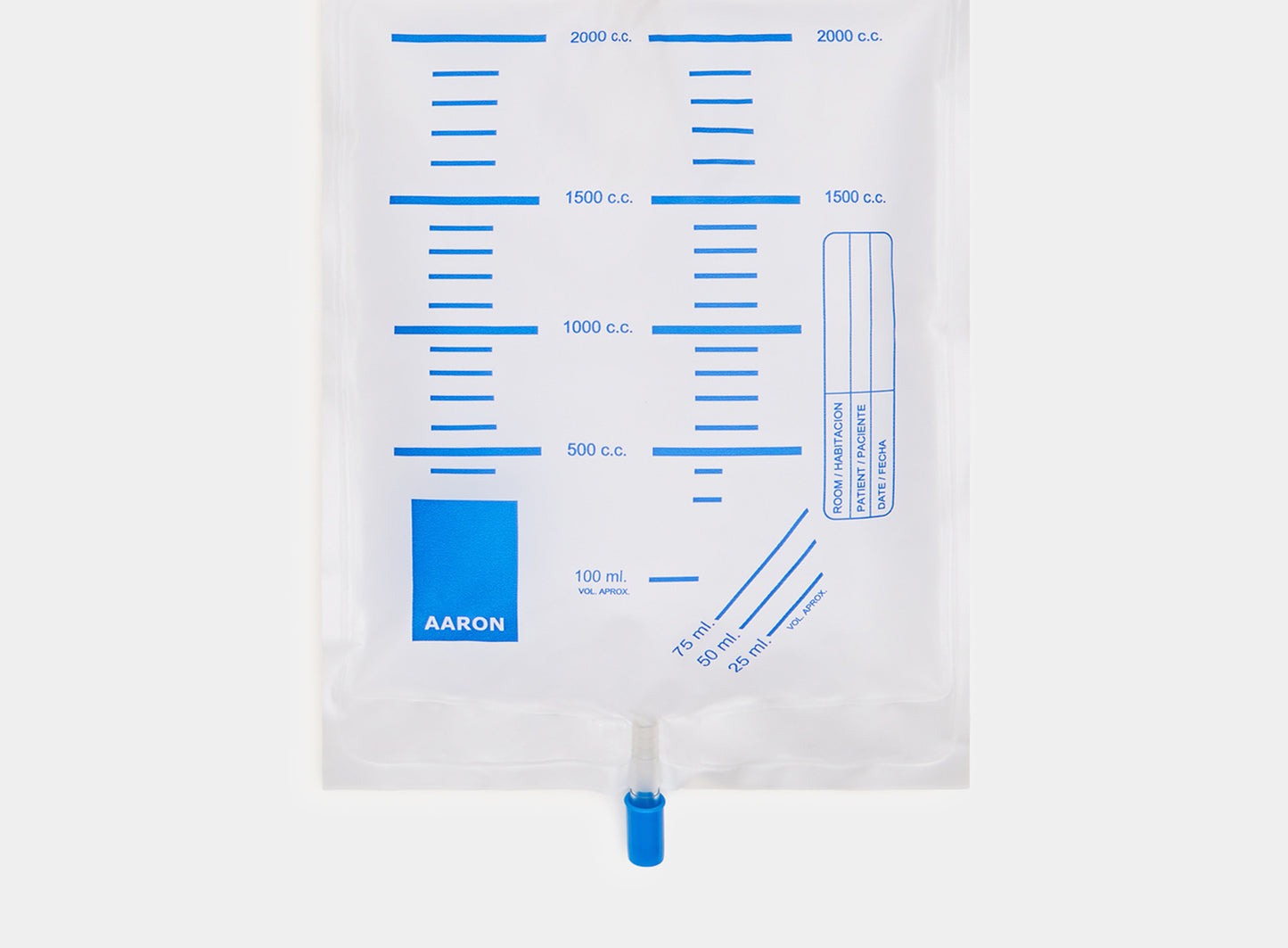 Bolsa de orina AARON® 2 litros con VAR, ASA y válvula de salida 30 unidades. Tubo 120 cm - AARON