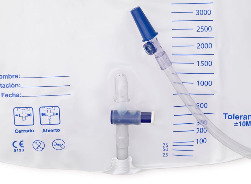 Bolsa de orina AARON® 2000 ml estéril con Pera y válvula de salida 5 unidades. - AARON