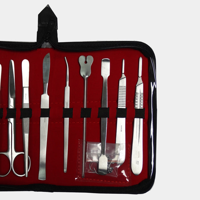 Estuche de disección completo AARON® de 12 piezas. Fabricado en acero inoxidable